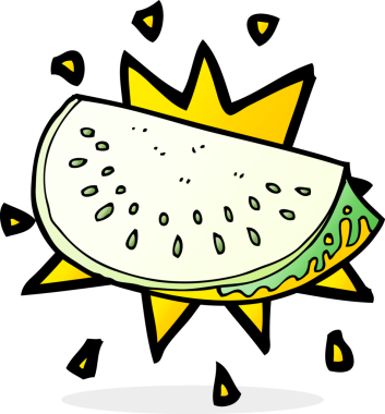 Bir insan tarafından çizilmiş karpuz dilimi.