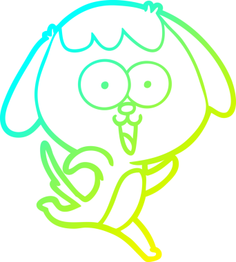 Bir insan tarafından çizilmiş şirin bir çizgi köpeğin soğuk gradyan çizgisi.