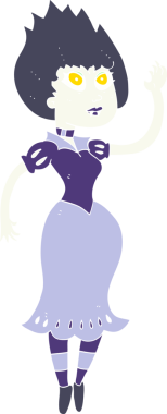 Bir insan tarafından çizilen düz renkli vampir kız çizimi