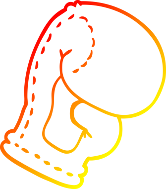 Bir insanın çizdiği çizgi film boks eldiveninin sıcak gradyan çizgisi.