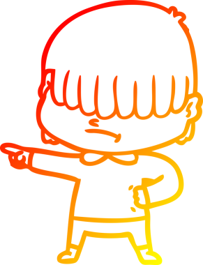 Bir insan tarafından çizilmiş dağınık saçlı bir çizgi film çocuğunun sıcak çizgi çizimi.