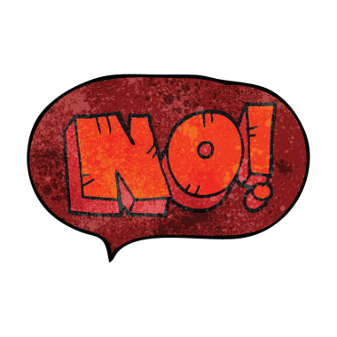 Serbest konuşma balonu. Çizgi film No! Bir insan tarafından çizilmiş bağır