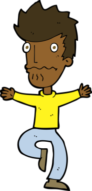 Bir insan tarafından çizilmiş korkmuş bir adam.