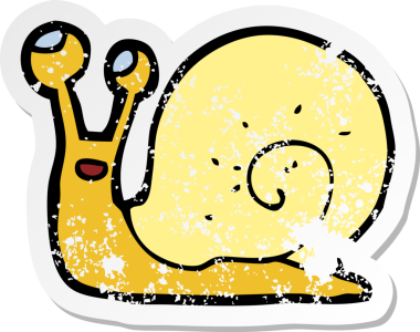 Bir insan tarafından çizilmiş bir salyangozun gerilmiş çıkartması.