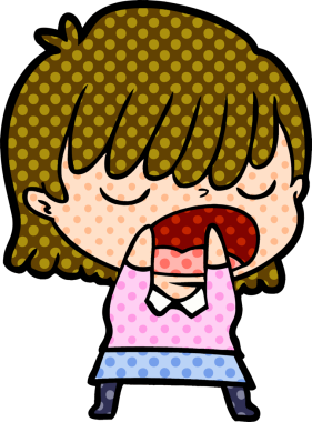 Çizgi filmdeki kadın bir insan tarafından yüksek sesle çizilmiş.