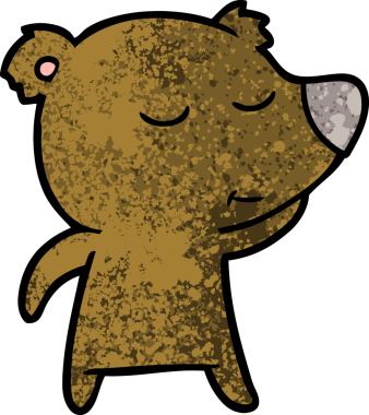 Bir insan tarafından çizilmiş mutlu çizgi film ayısı.