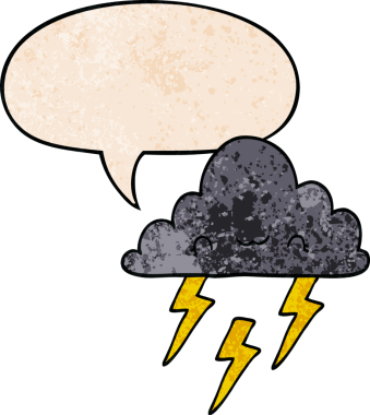 bir insan tarafından çizilmiş eski moda konuşma baloncuklu karikatür fırtına bulutu.