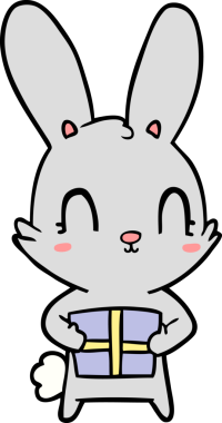 Bir insan tarafından çizilmiş sevimli çizgi film tavşanı.