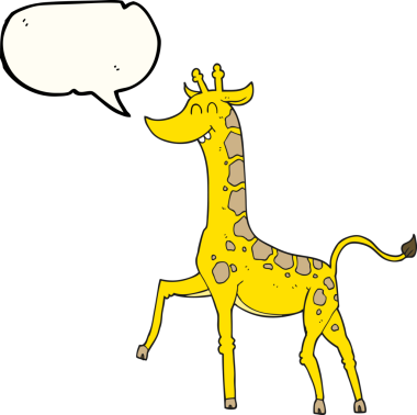 Bir insan tarafından çizilmiş serbest konuşma balonu karikatürü zürafası