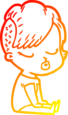 Bir insan tarafından çizilmiş güzel hippi bir çizgi film çizimi.