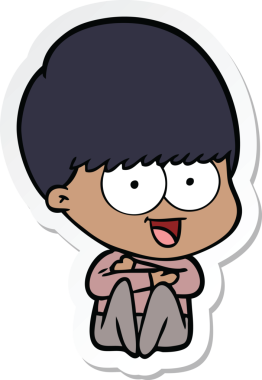 Bir insan tarafından çizilmiş mutlu bir çizgi film çocuğunun çıkartması.