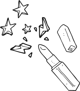 Bir insan tarafından çizilmiş siyah-beyaz renkli canlı ruj.