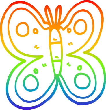 Gökkuşağı gradyan çizgi çizimi Bir insan tarafından çizilmiş dev kelebek