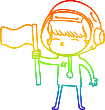 gökkuşağı gradyan çizimi bir insan tarafından çizilmiş meraklı astronot çizgi