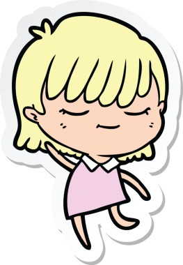 Bir insan tarafından çizilmiş bir karikatür kadının çıkartması.