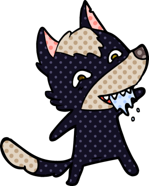 Bir insan tarafından çizilmiş aç kurt çizgi filmi.