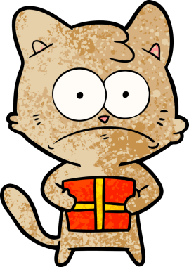 Bir insan tarafından çizilmiş bir çizgi film kedisi.