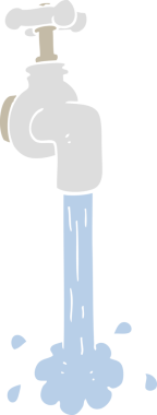 Bir insan tarafından çizilen musluğun düz renk çizimi