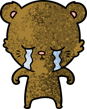 Bir insan tarafından çizilmiş ağlayan çizgi film ayısı.