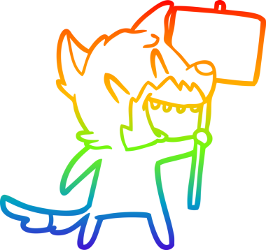 Bir insan tarafından çizilmiş gülen tilki çizgi filmi.