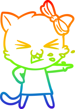 gökkuşağı gradyanı çizimi bir insan tarafından çizilmiş çizgi film kedisi