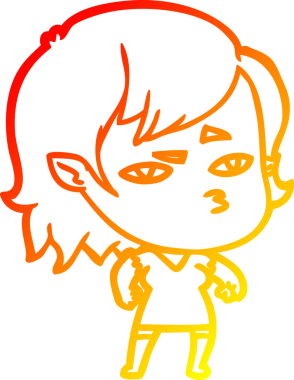 Bir insan tarafından çizilmiş bir vampir kız çizgi çizimi.