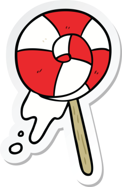 Bir insan tarafından çizilmiş bir lolipopun çıkartması.