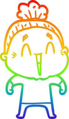 Gökkuşağı gradyan çizgi çizimi Bir insan tarafından çizilmiş mutlu yaşlı kadın