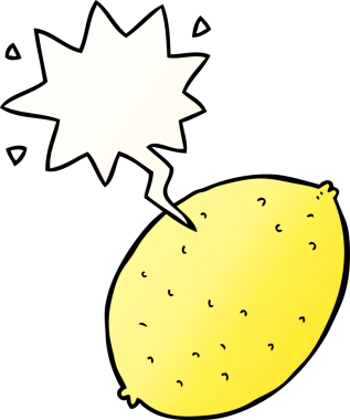 bir insan tarafından çizilmiş dil baloncuklu çizgi film limonu.