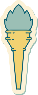 Bir insan tarafından çizilmiş geleneksel bir meşale stili dövme çıkartması.