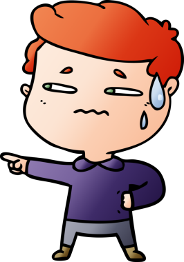 Çizgi filmdeki endişeli adam bir insan tarafından çizilmiş.