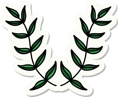 Bir insan tarafından çizilmiş defne defne stili dövme çıkartması.