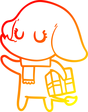 Bir insan tarafından çizilmiş sevimli bir fil çizimi.