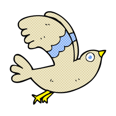 Bir insan tarafından çizilmiş serbest çizgi film kuşu.