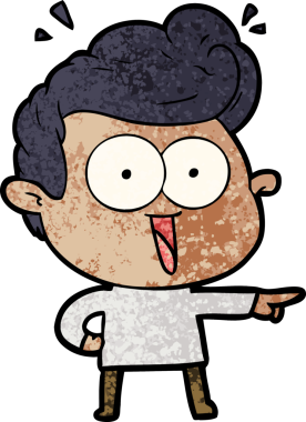 Bir insan tarafından çizilmiş heyecanlı bir çizgi film.