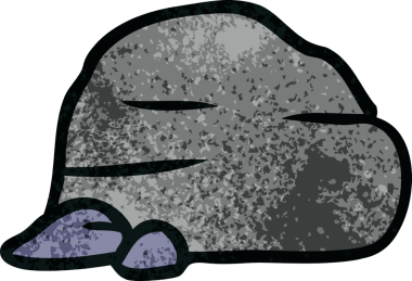 Bir insan tarafından çizilmiş el yapımı karikatür taş ve çakıl taşları.