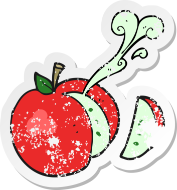 Bir insan tarafından çizilmiş dilimlenmiş bir elmanın gerilimli yapıştırması.