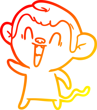 Bir insan tarafından çizilmiş gülen maymun çizgi çizimi.