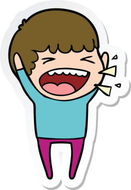 Bir insan tarafından çizilmiş bir karikatür çıkartması.