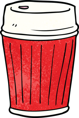 Çizgi film karalaması Bir insan tarafından çizilen kahveyi dışarı çıkar