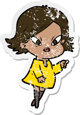 Bir insan tarafından çizilmiş stresli bir karikatür çıkartması.