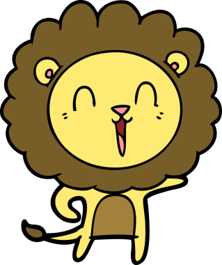 Bir insan tarafından çizilmiş gülen aslan çizgi filmi.