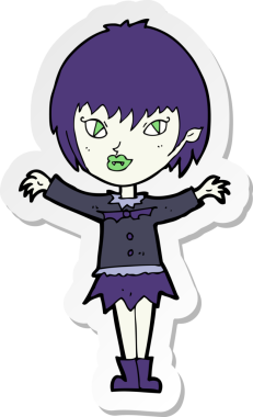 Bir insan tarafından çizilmiş vampir bir kızın çıkartması.