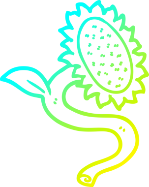 Bir insan tarafından çizilmiş bir ayçiçeğinin soğuk çizgi çizimi