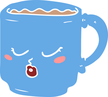 Bir insan tarafından çizilmiş düz renkli kahve fincanı.