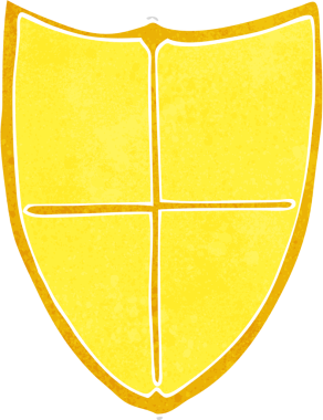 bir insan tarafından çizilmiş karikatür heraldik kalkanı