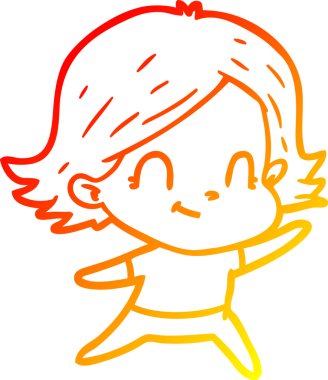 Bir insan tarafından çizilmiş, karikatür dostu bir kız çizimi.