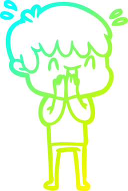 Bir insan tarafından çizilmiş gülen bir çizgi film karakteri çizimi.