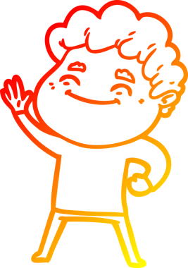 Bir insan tarafından çizilmiş, karikatür dostu bir adamın sıcak çizgi çizimi