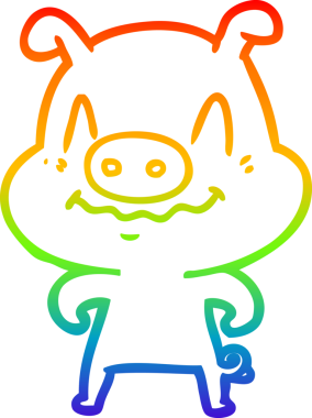 gökkuşağı gradyan çizimi bir insan tarafından çizilmiş sinir çizgi domuz